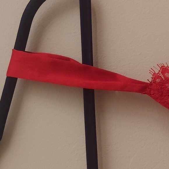 VINTAGE VICTORIA SECRET Red See-through Lace Hi Cut Bodysuit or Nighty - Picture 4 of 13